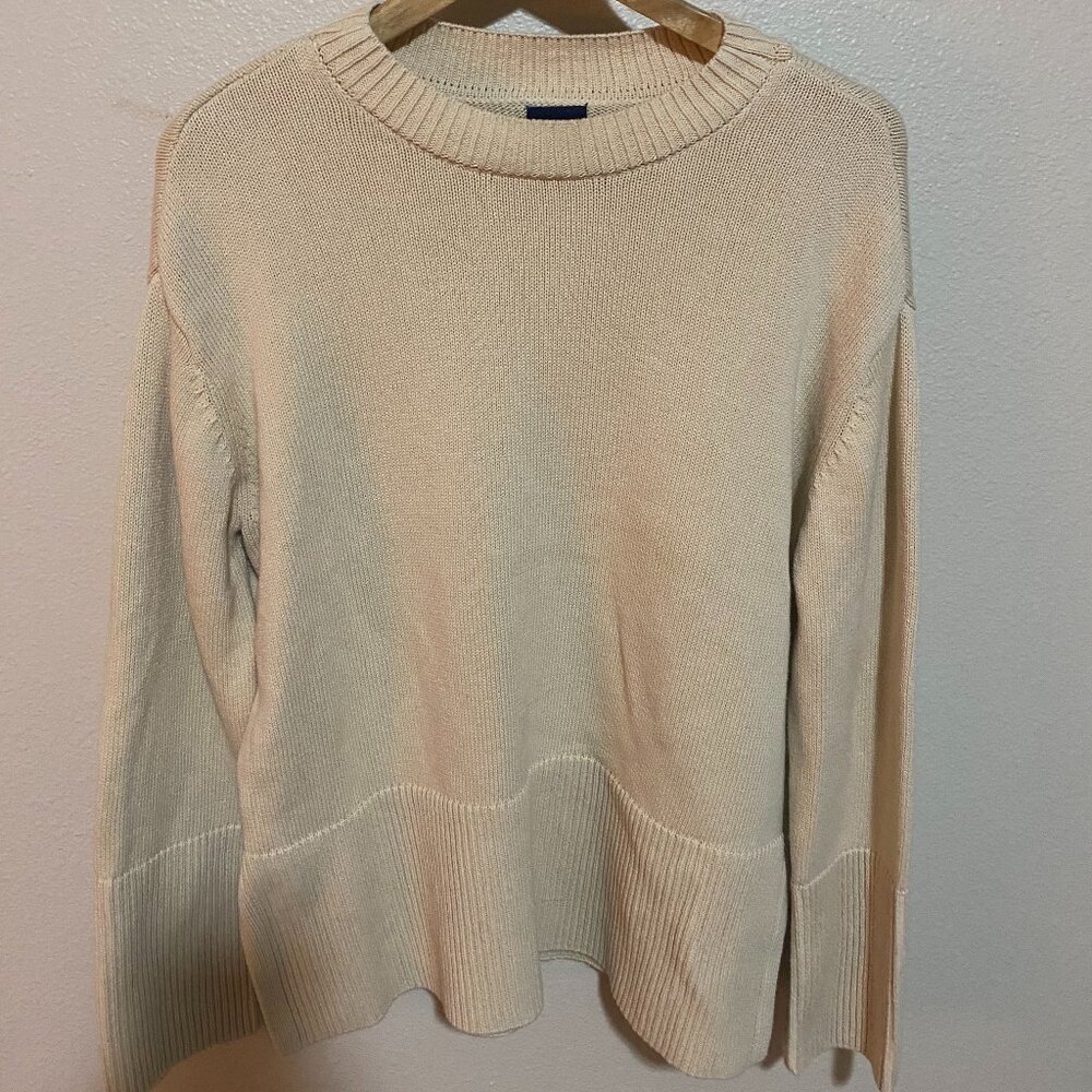 100% Cotton Gap Ladies’ Crew Neck Cotton Knit Sweater Large M Taupe Classic